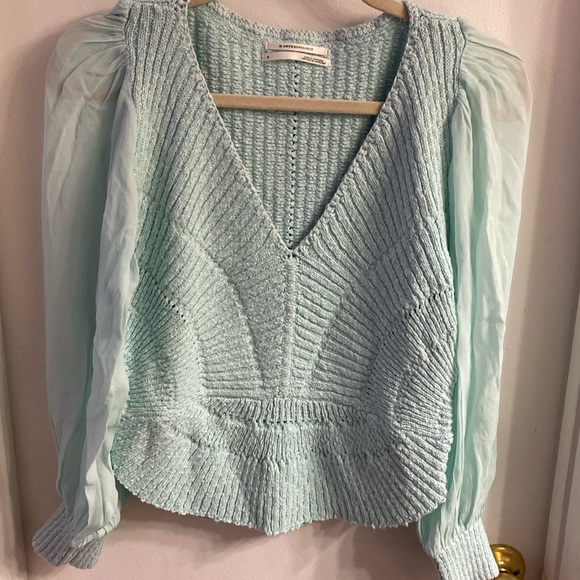 Sale NWT Anthropologie sheer long sleeve V neck Sweater ⭐️ - Picture 3 of 7